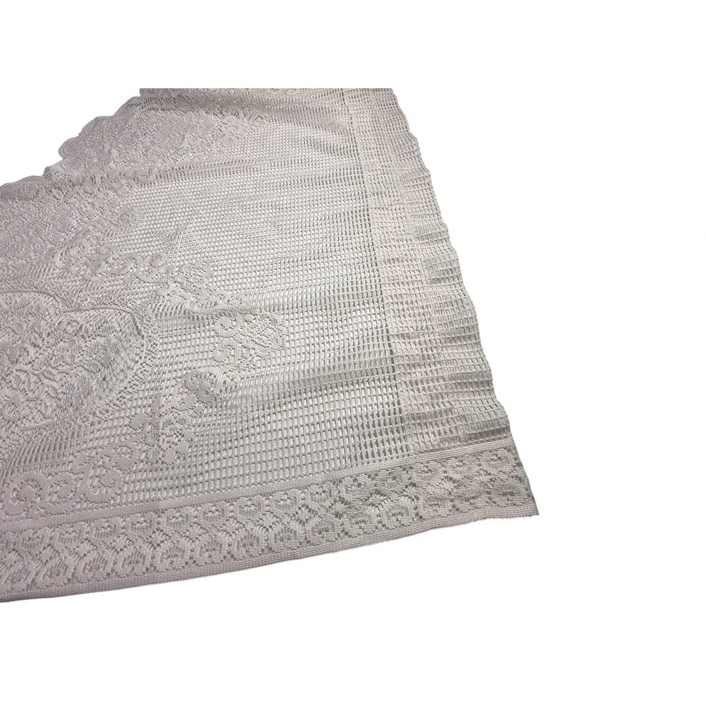 Pair Vintage Sear Swag Valances White Lace Short Curtains Left & Right Scalloped